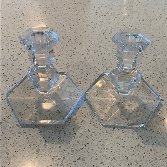 Pair of Gardenia candlestick by Val St. Lambert - Picture 1 of 3